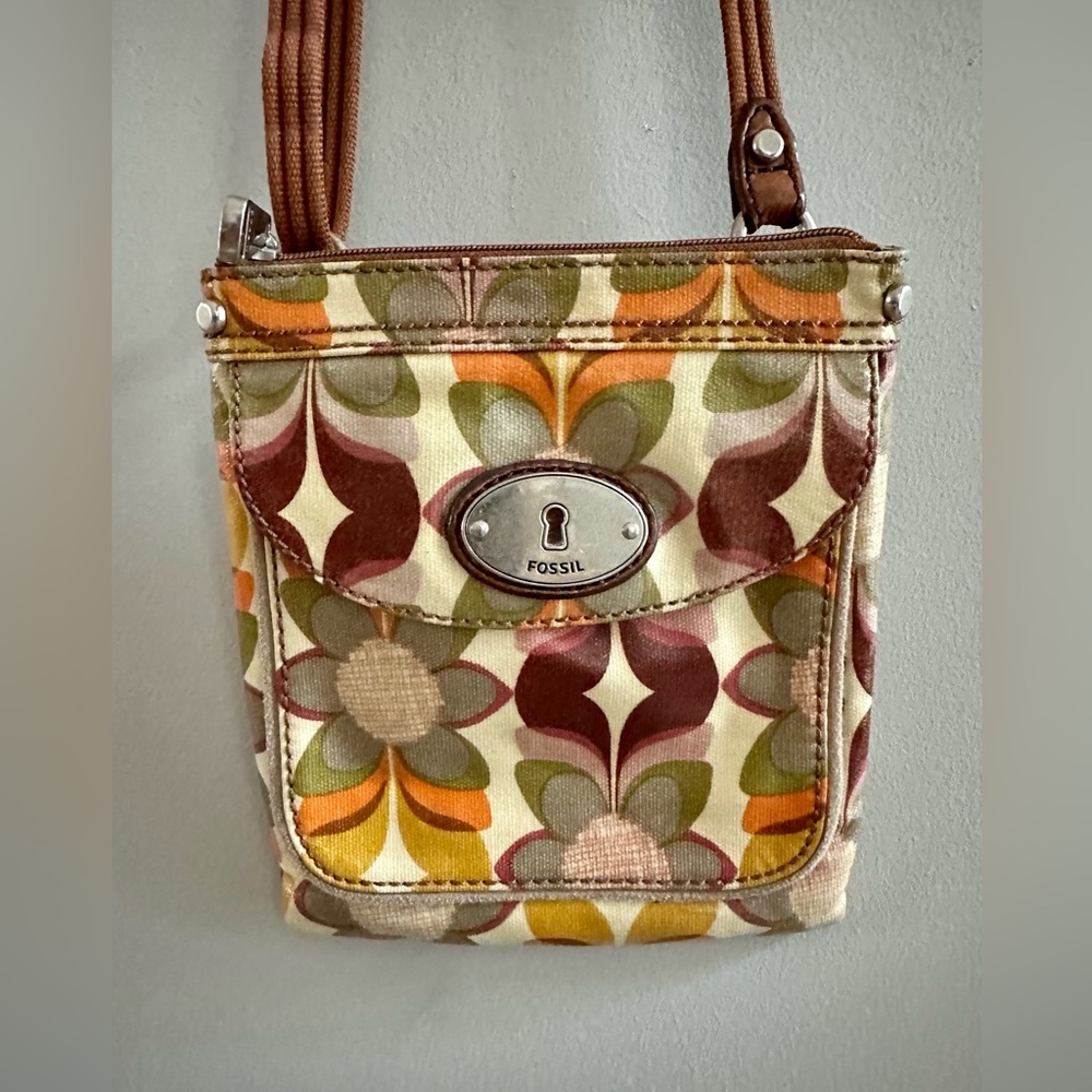 Retro Floral Fossil Crossbody Purse Bag